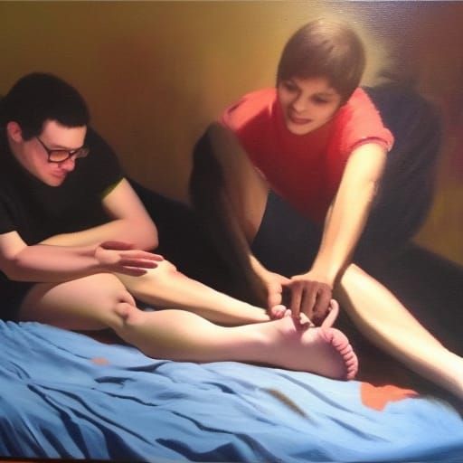 Dramatic Oil Painting of Foot Amputation Prank