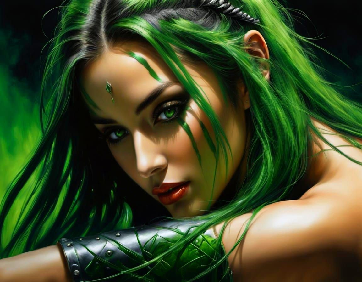 Sensual Woman in Oil Painting Style