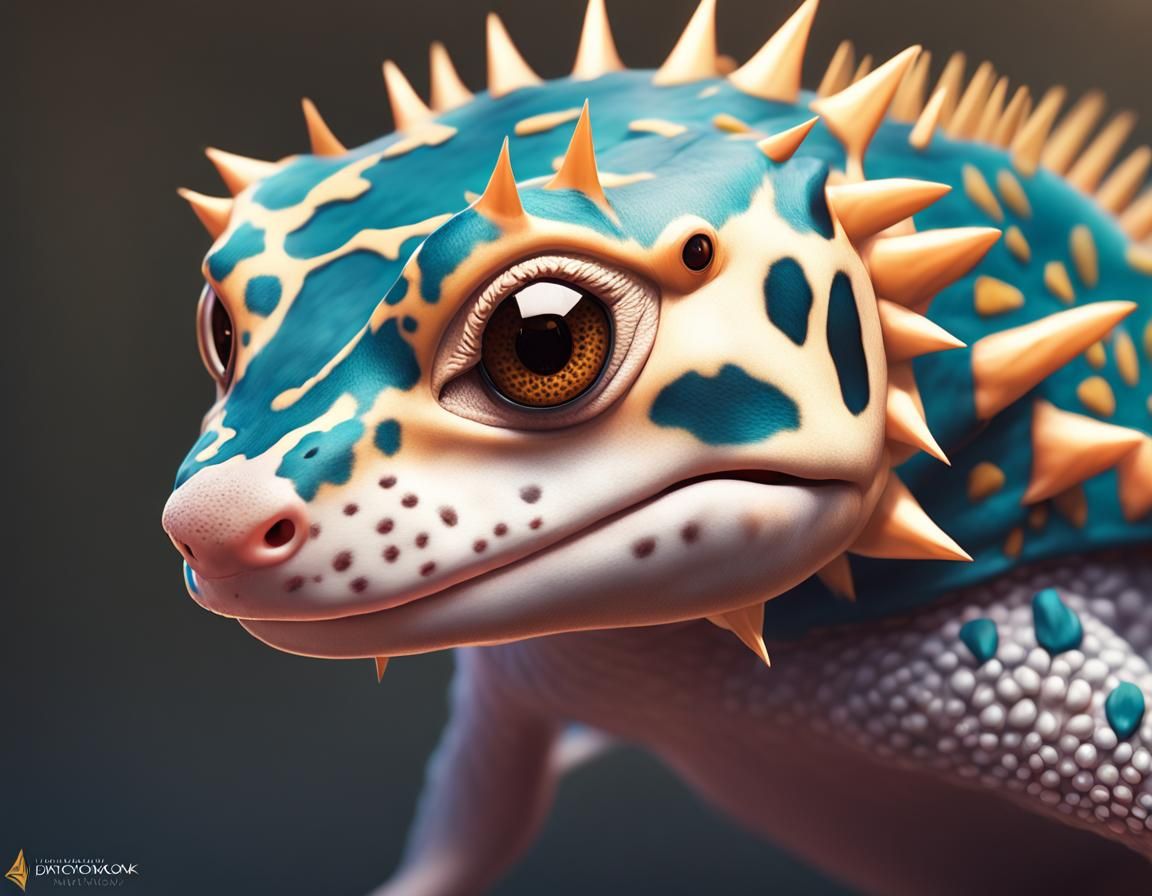Armored Leopard Gecko Portrait in Hyperdetailed Style