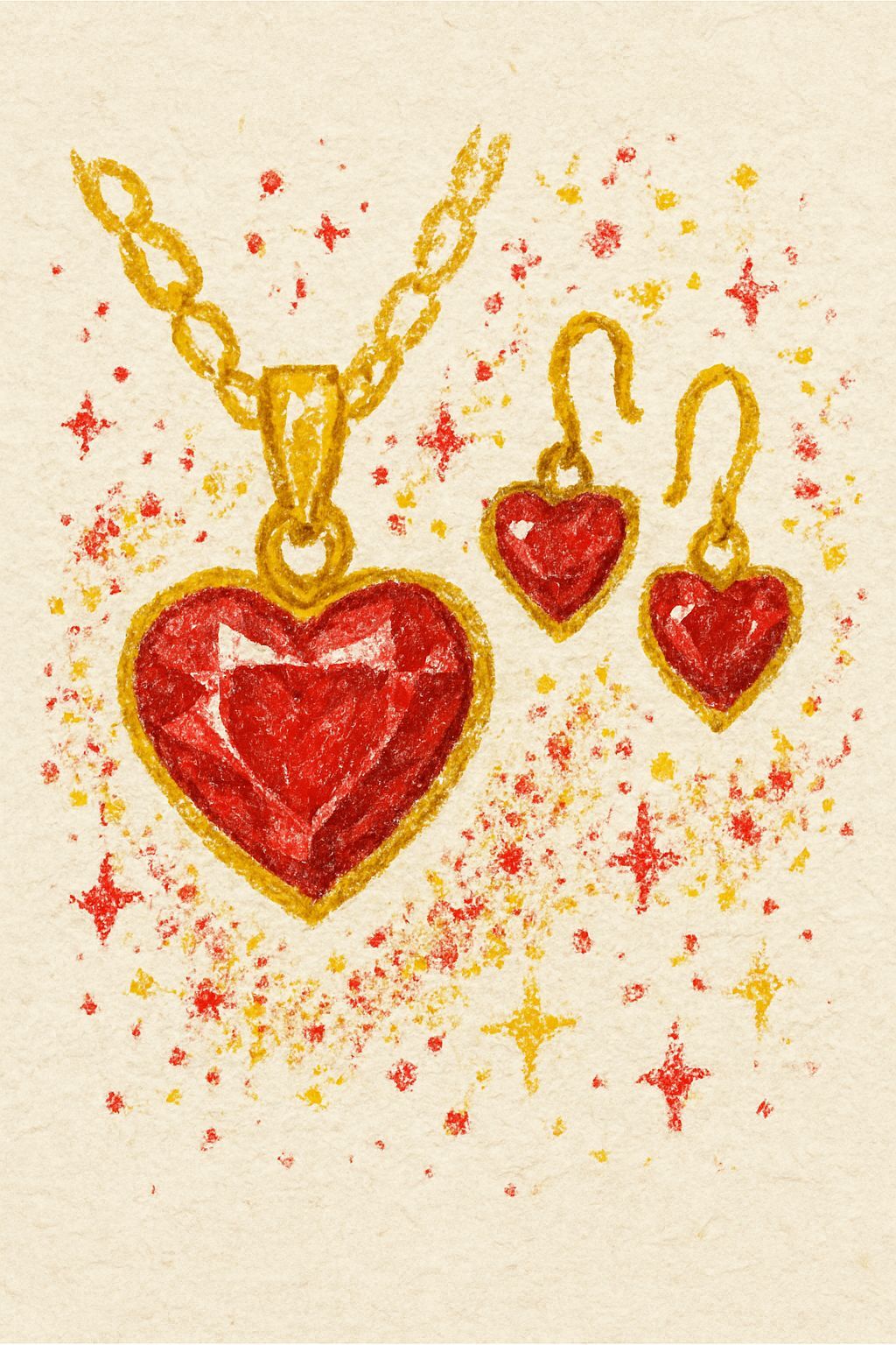 Heart Ruby Jewelry with Fairy Dust