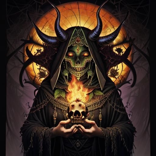 Psychedelic Mushroom Totem with Grotesque Insects