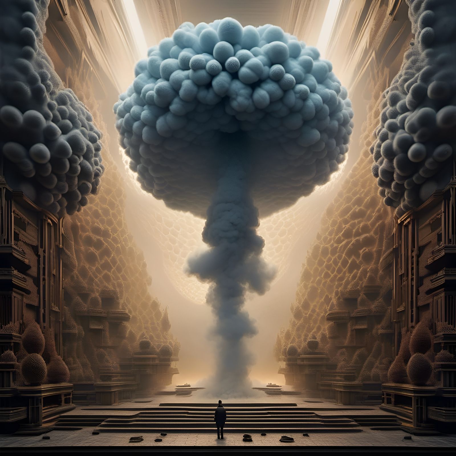 Humanoid Smoke Vortex Portrait in Digital Art Style