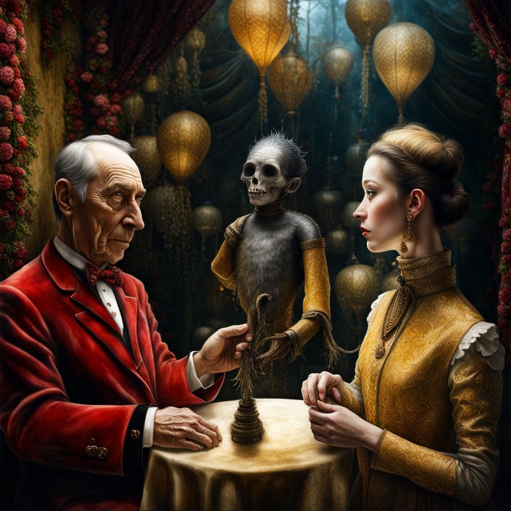 Surreal Alien Restaurant Celebration in Magical Realism