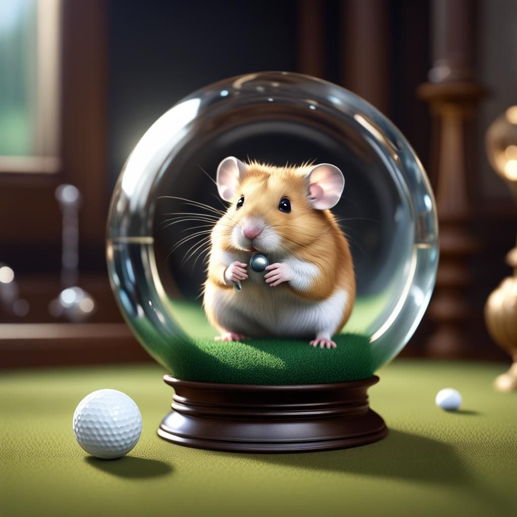 Hamster mistaken for a golf trophy