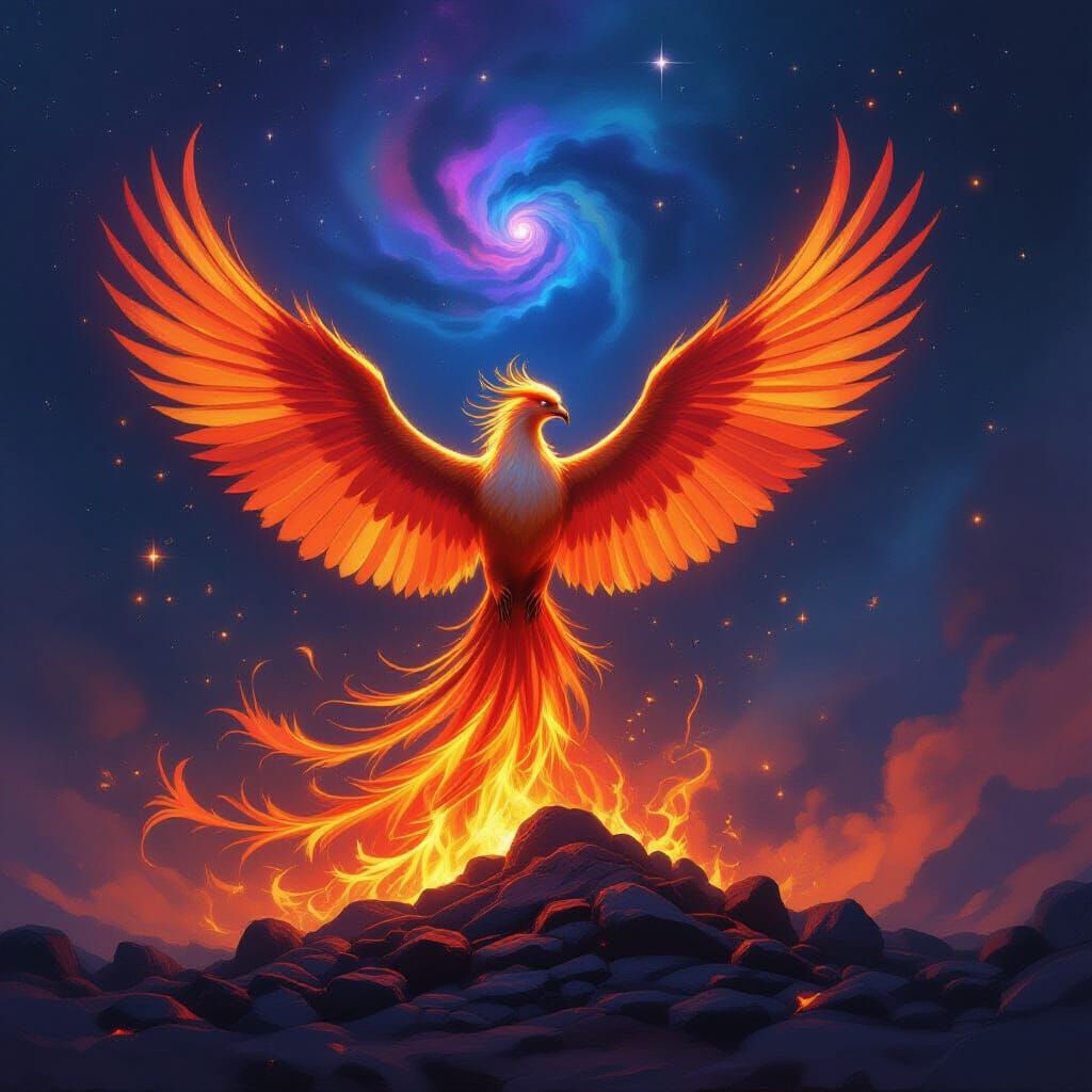 Phoenix Rising from Ashes in Cosmic Nebula