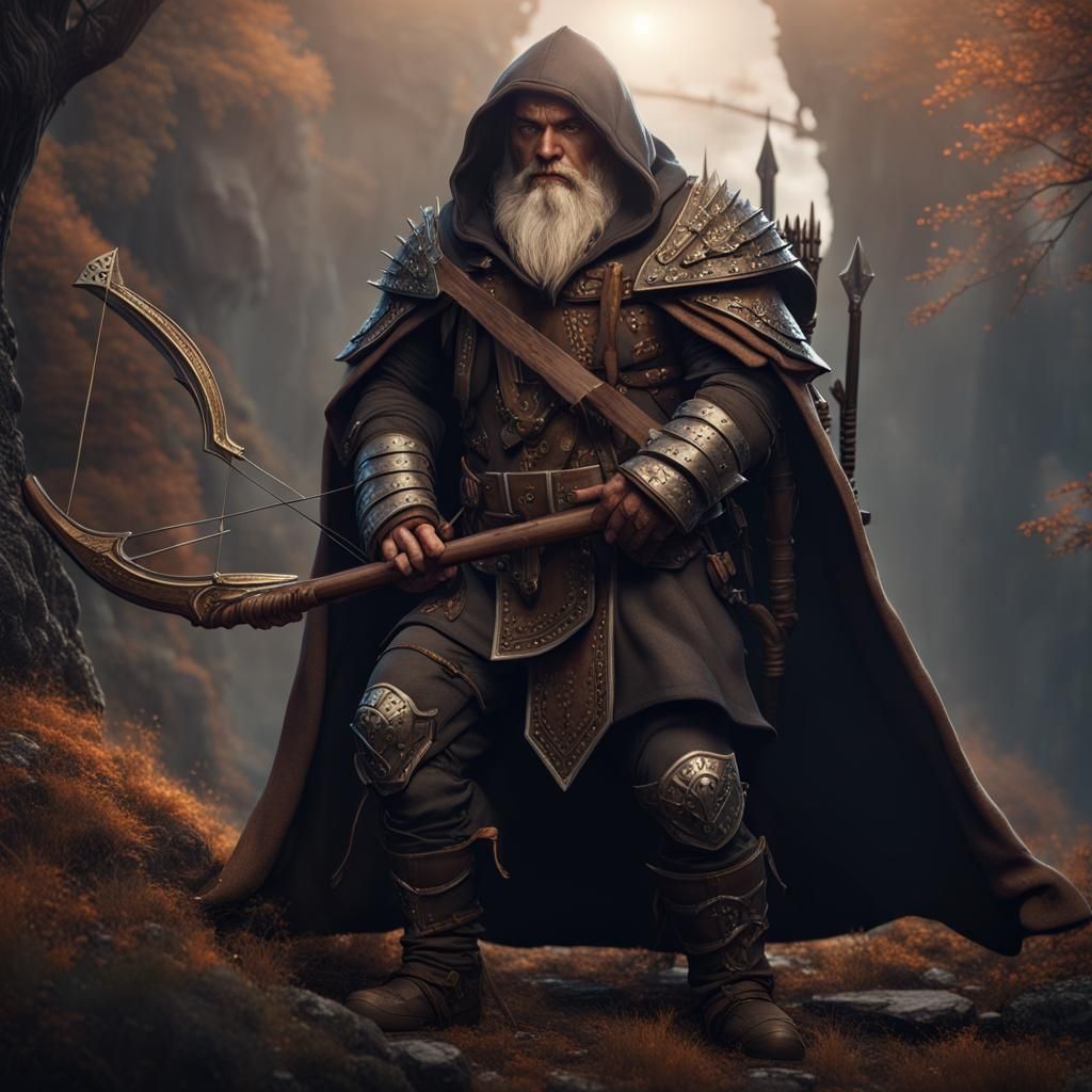 Fantasy Dwarf Gloomstalker with Longbow and Shotgun