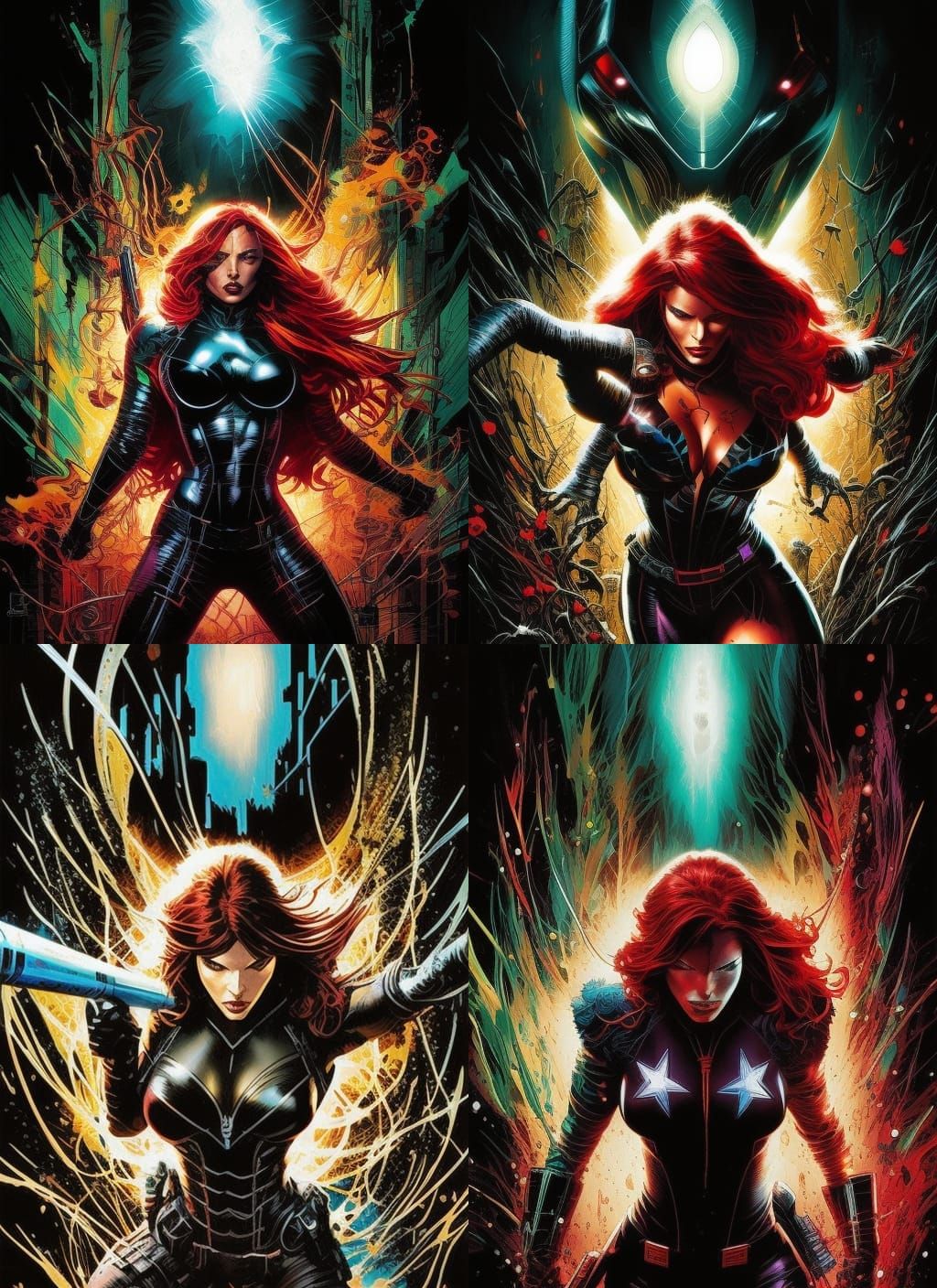 Black Widow Ink Splash Art in Striking Darkness