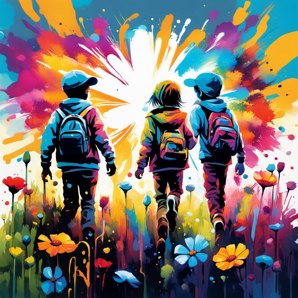 Children's Magical Flower Field: Graffiti Art Style