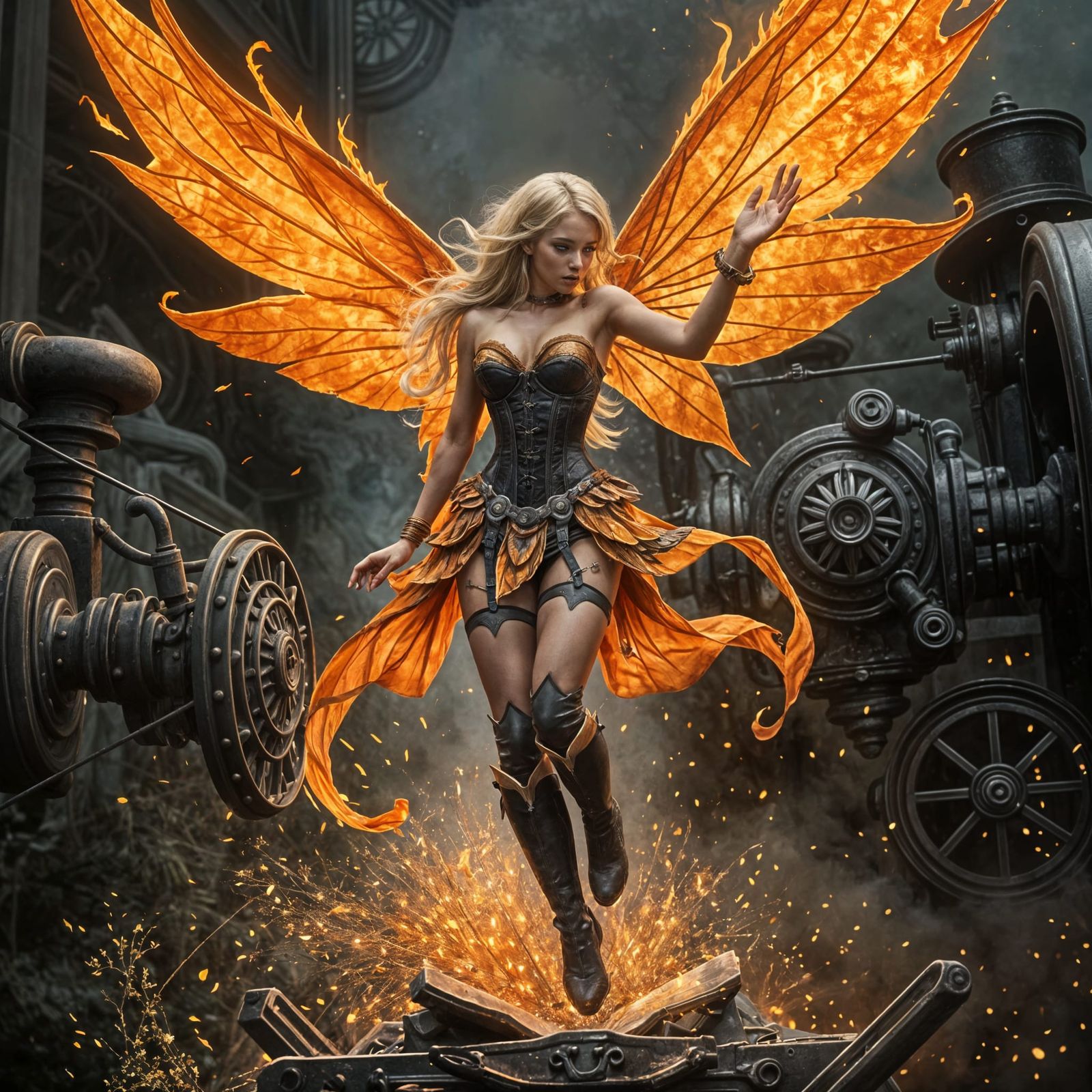 Fairy with Wings, Fire Removed from Hair
