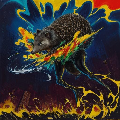 Hedgehog in a Suit: Surrealist Fauvist Expressionism
