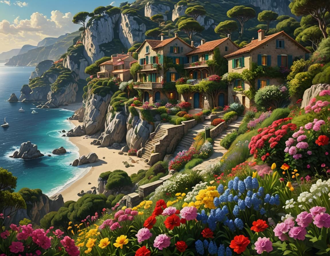 Italian Beach House Digital Matte Painting