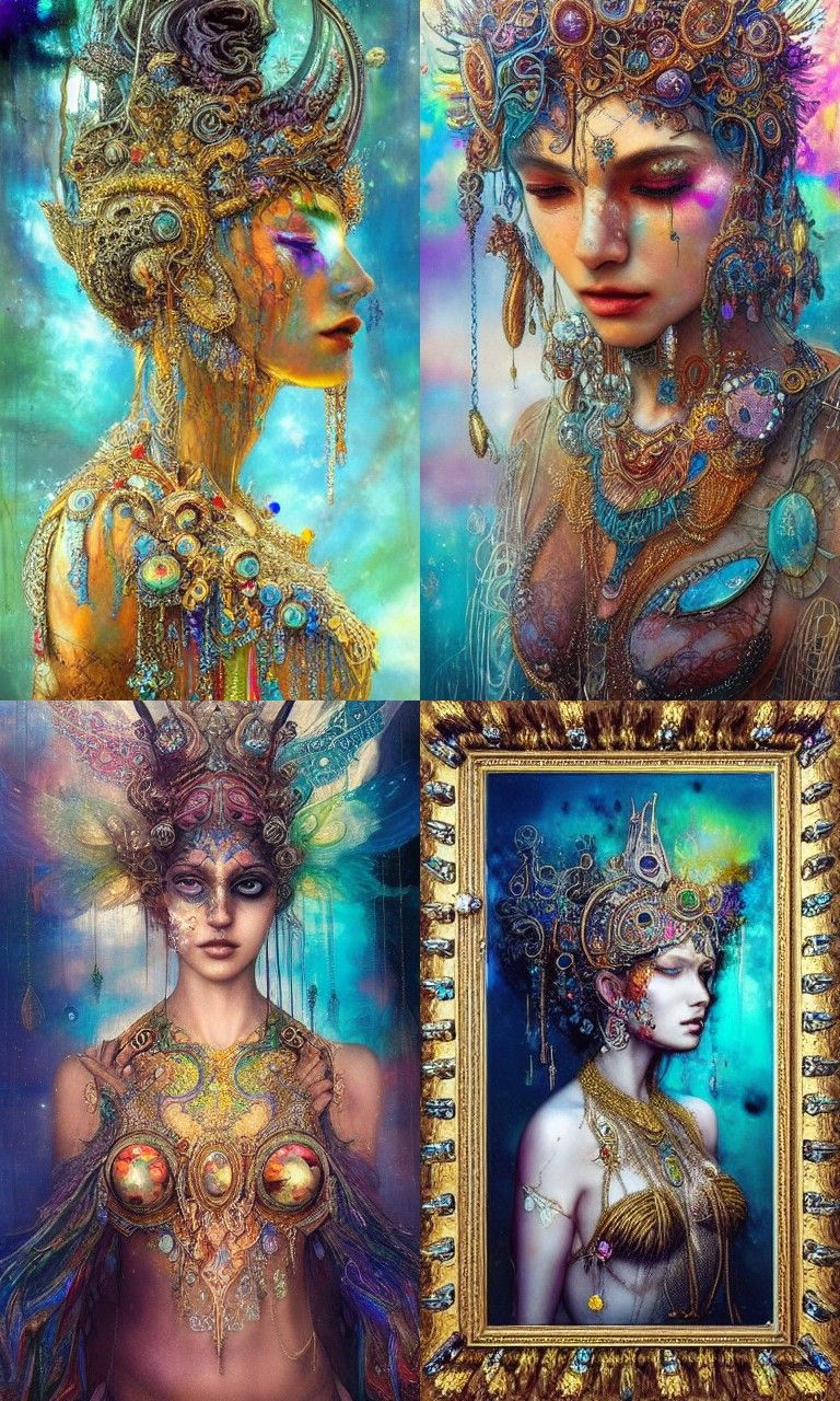 Goddess Shrouded in Glass Jewelry, Maximalist Style