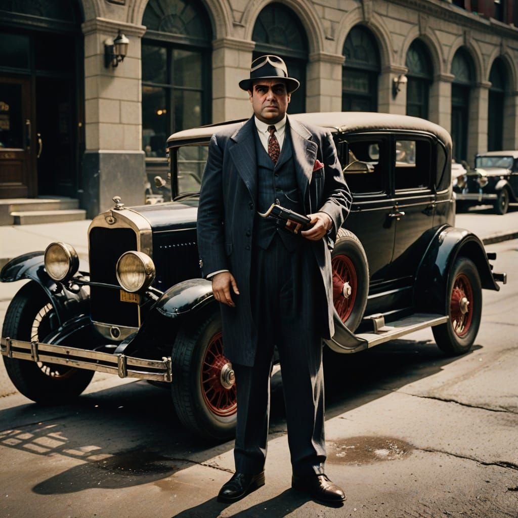 Gangster Al Capone in Cinematic 1920s Chicago Setting