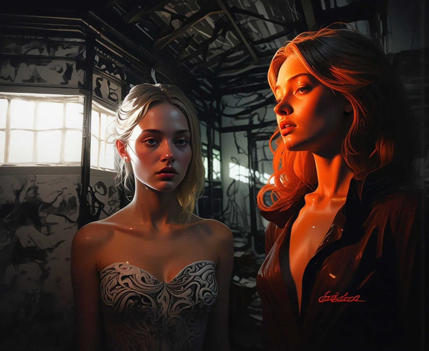 Woman Formed From Text Merging With Newsprint