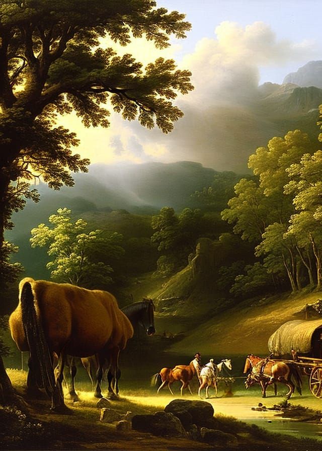 Asher Brown Durand Style Landscape with Village