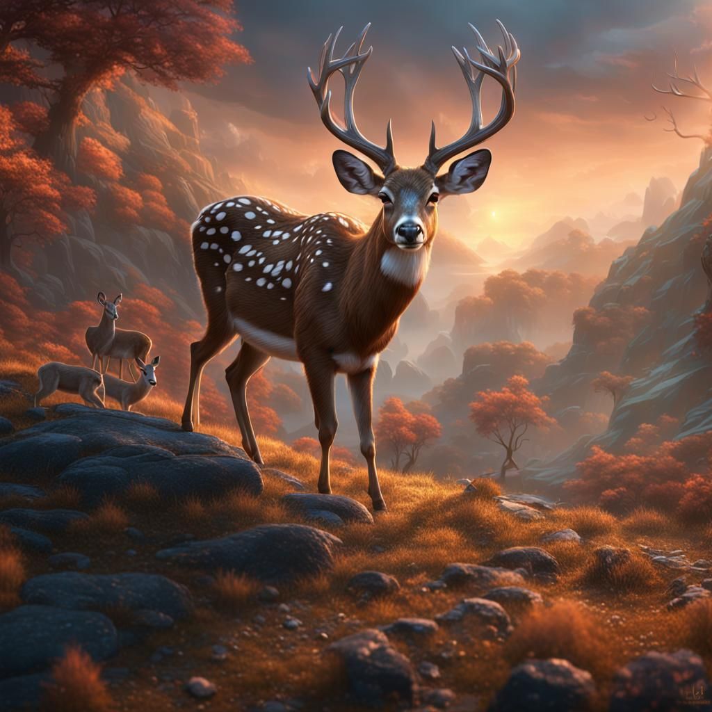 Detailed Matte Painting of a Doe