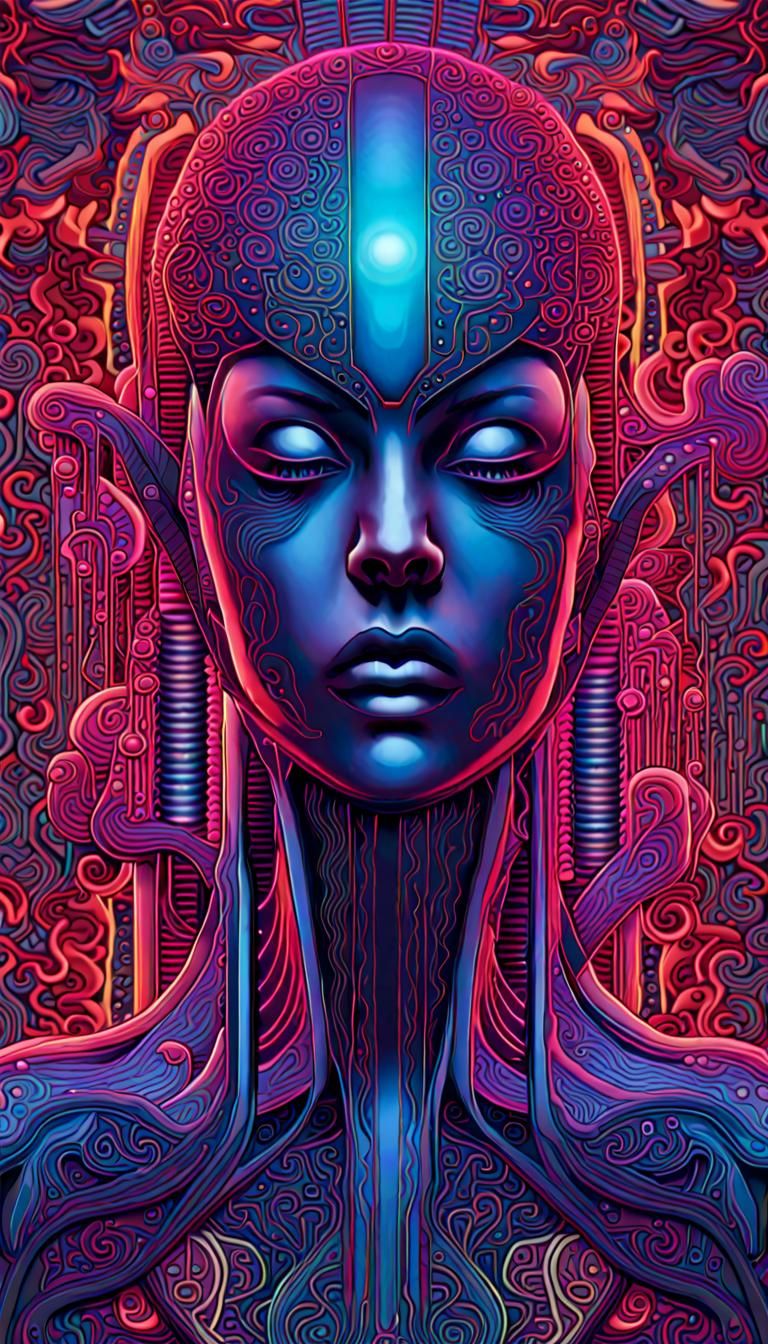Psychedelic Geometric Art with Glowing Neon Colors