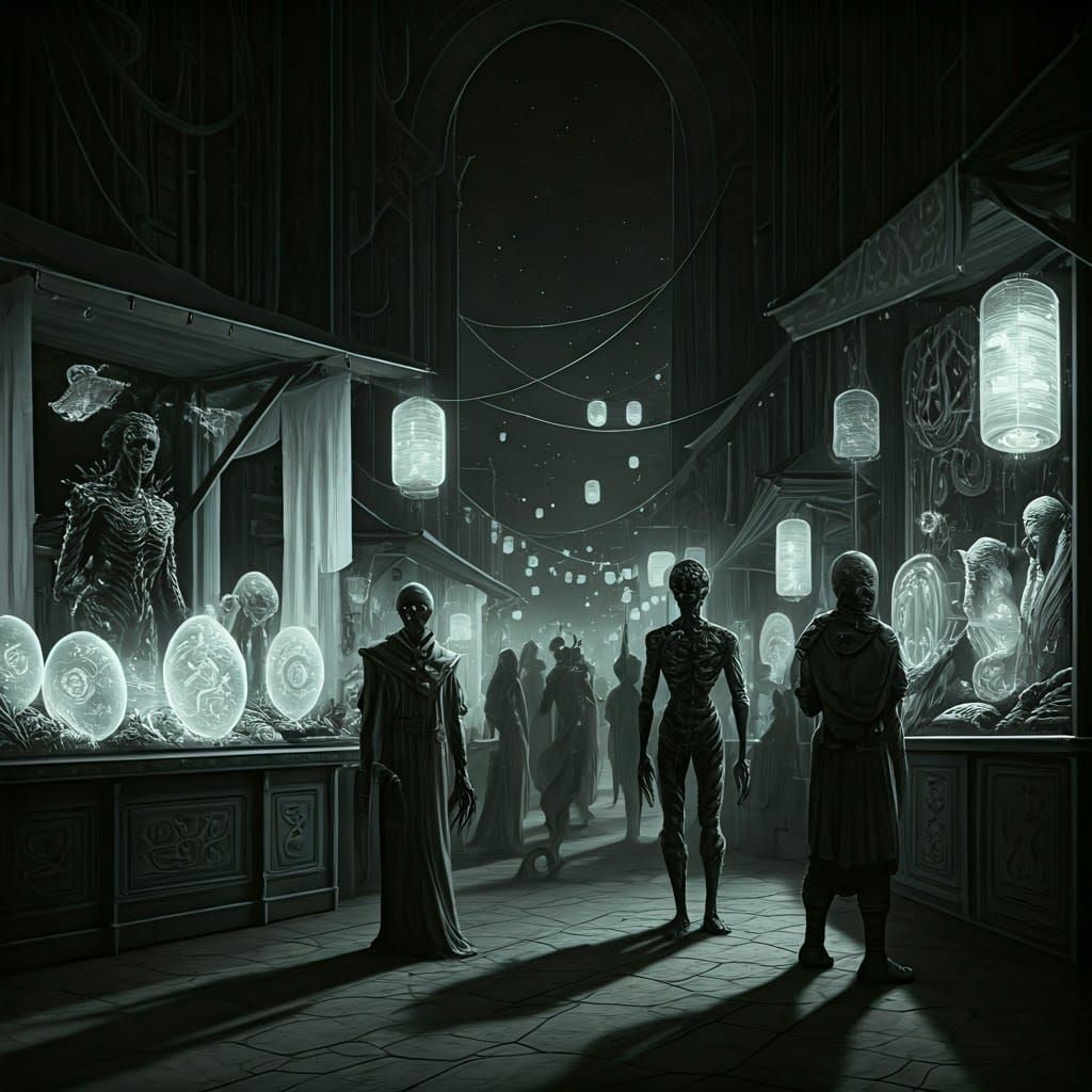 Mystical Night Market on a Distant Planet