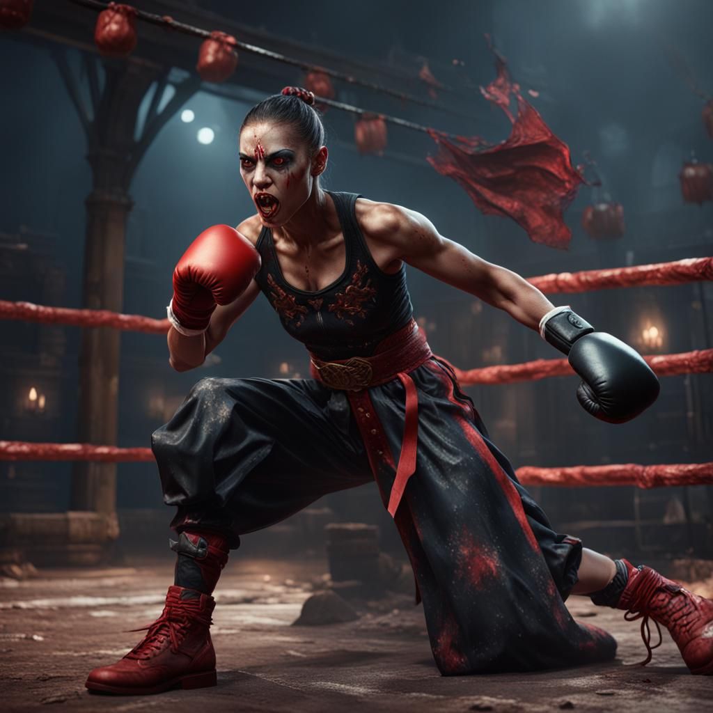 Detailed Vampire Boxer Fantasy Concept Art