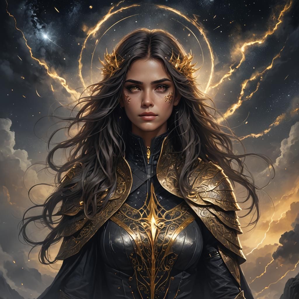 Ethereal Portrait of Woman with Golden Hair