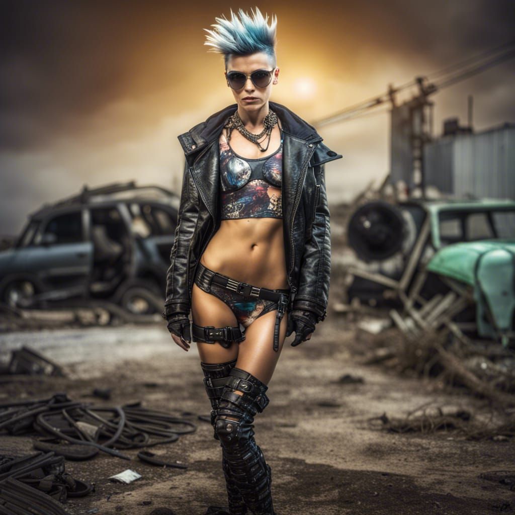 Glamour Photo of Woman in Post-Apocalyptic Setting