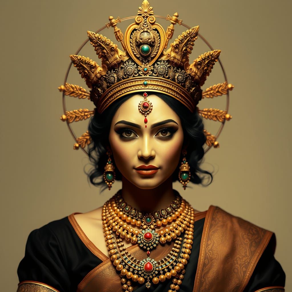 Majestic Aesthetic Queen Figure in a Serene Landscape