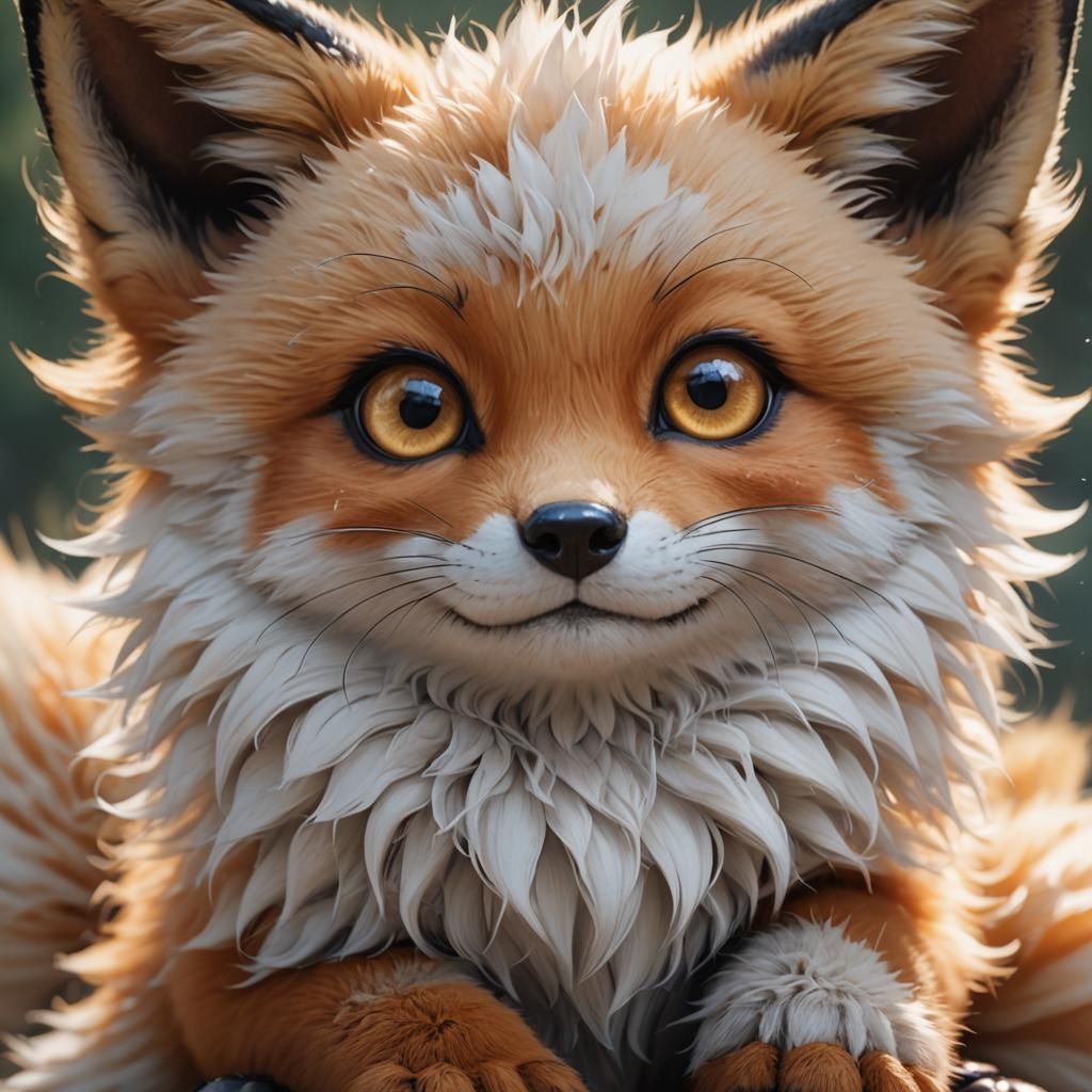 Hyper-Realistic 3D Anime Baby Fox Portrait