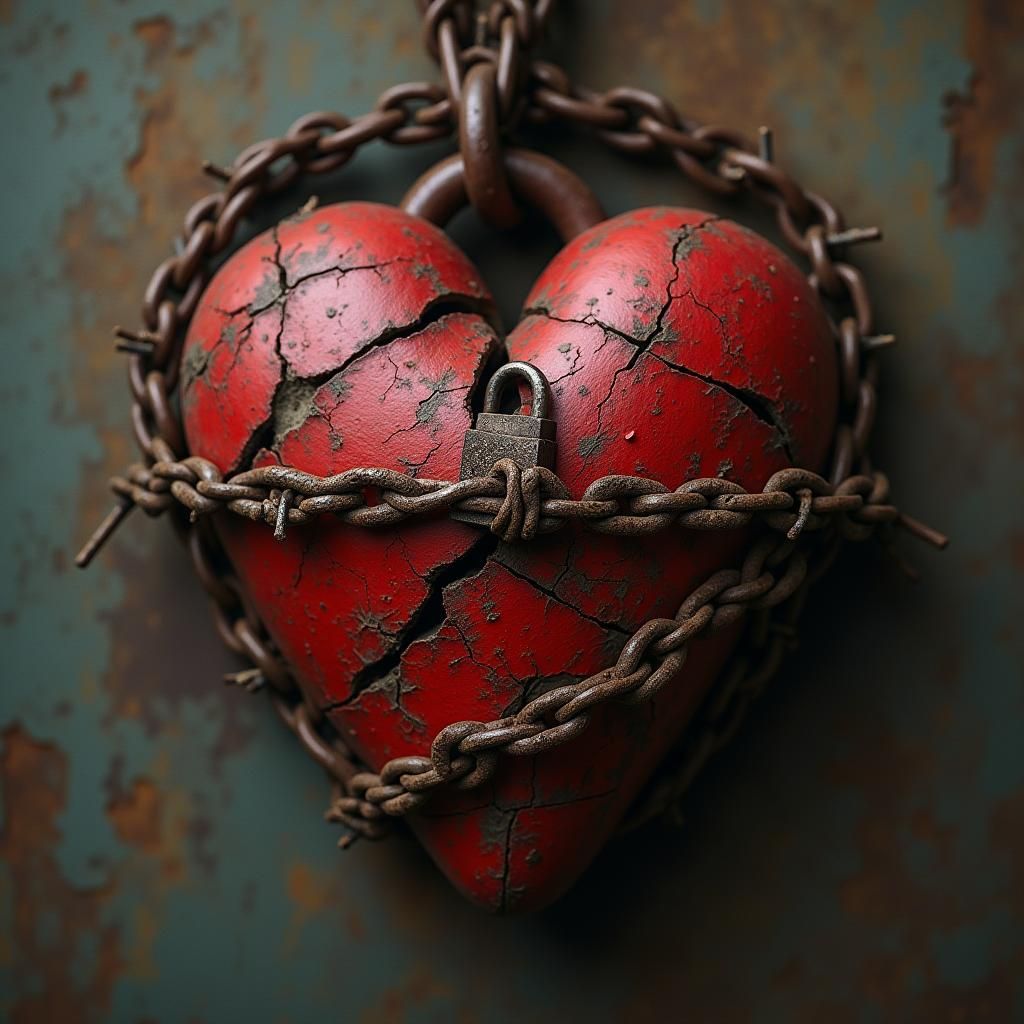 Distressed Heart Wrapped in Barbed Wire