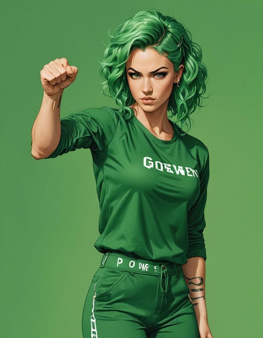 Green Power: A Portrait in Emerald Hues