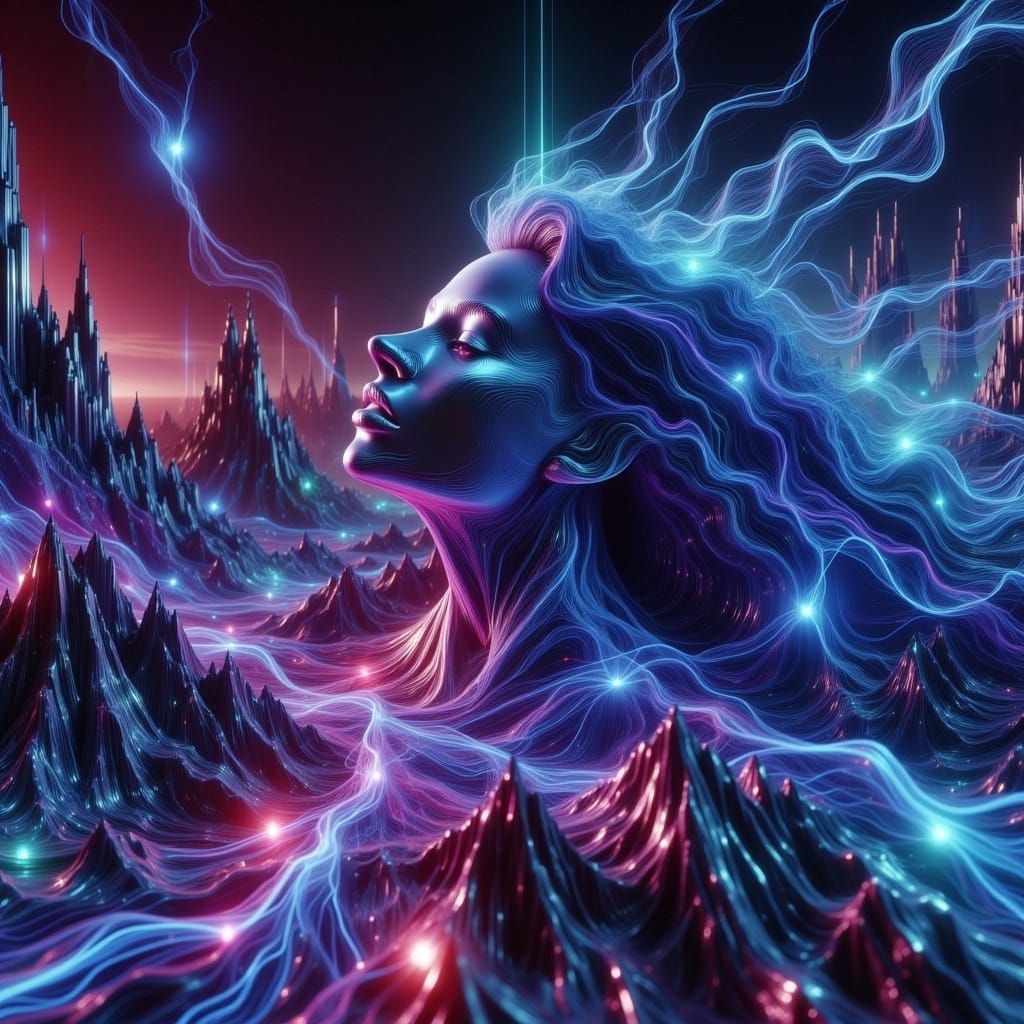 Ethereal Portrait: Woman with Flowing Energy