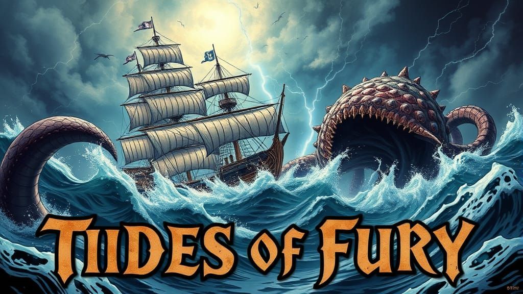 Kraken Attack on Galleon in Comic Book Style