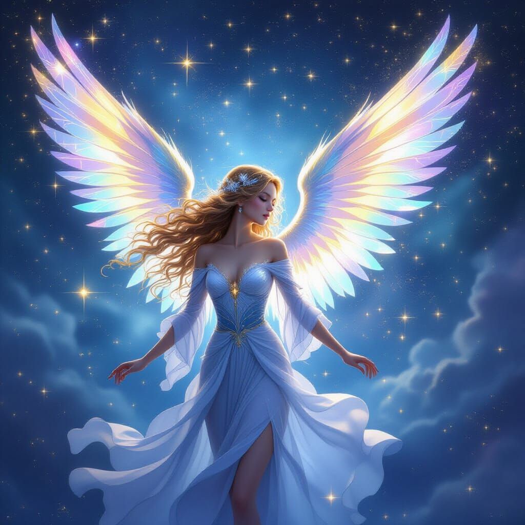 Celestial Nymph Bathed in Ethereal Starlight