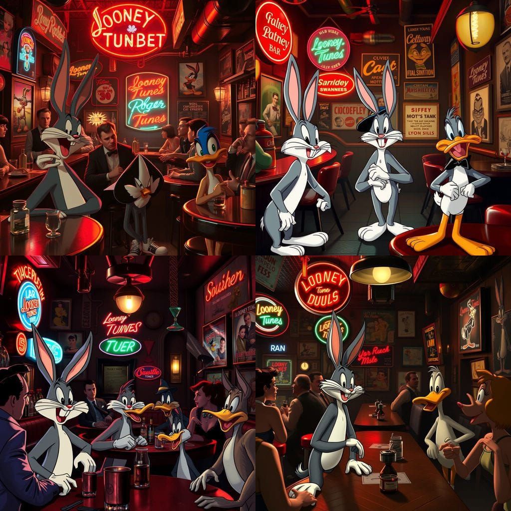 Looney Tunes Meet Humans in Animated Bar Scene
