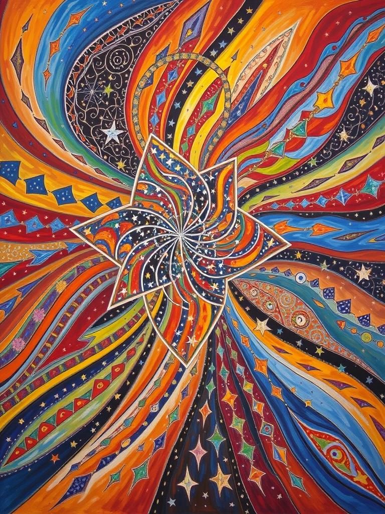 Cosmic Maelstrom: Flowing Stars in Surrealist Style