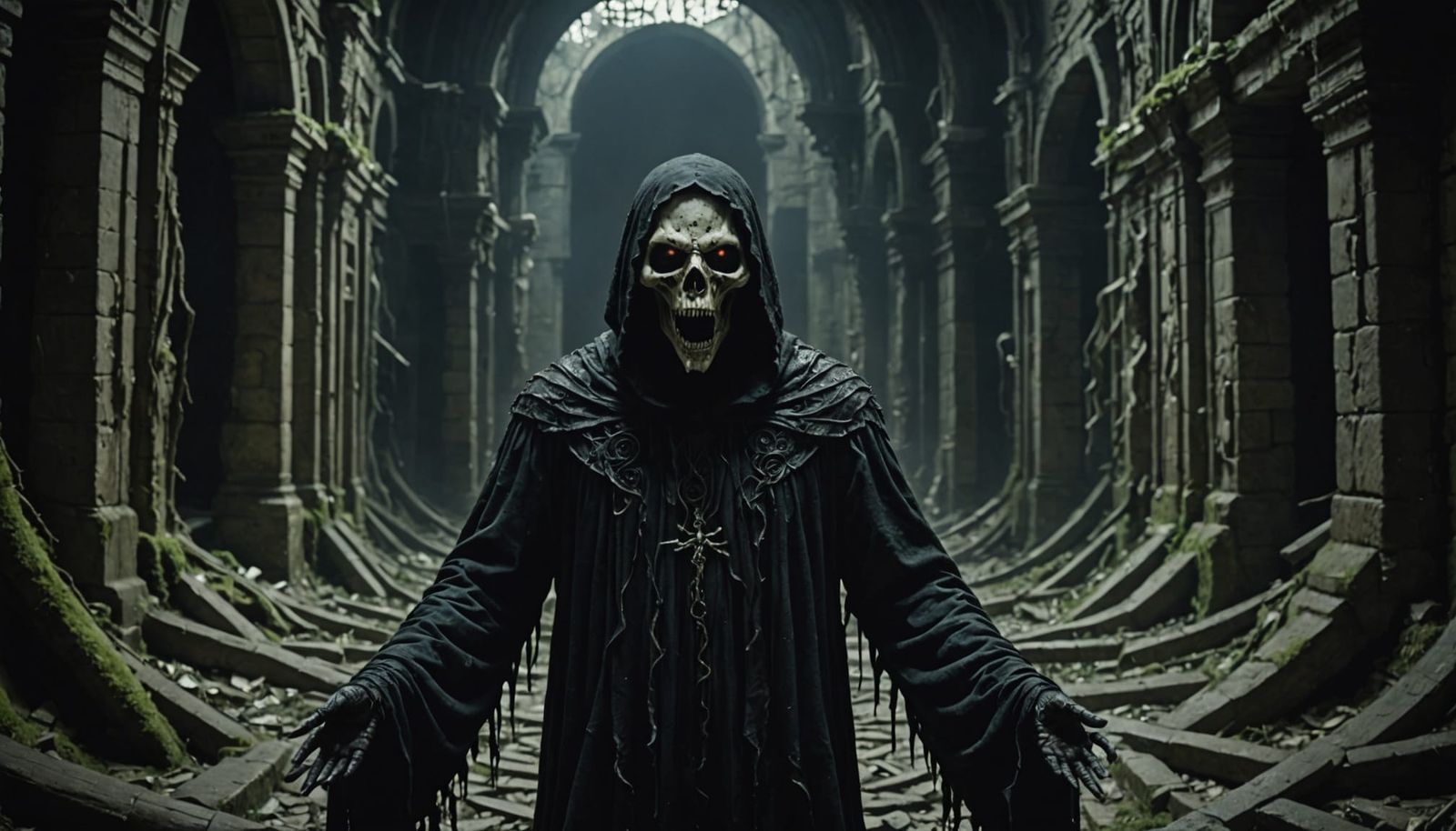 Grotesque Labyrinthine Specter in Surreal, Cyberpunk Style