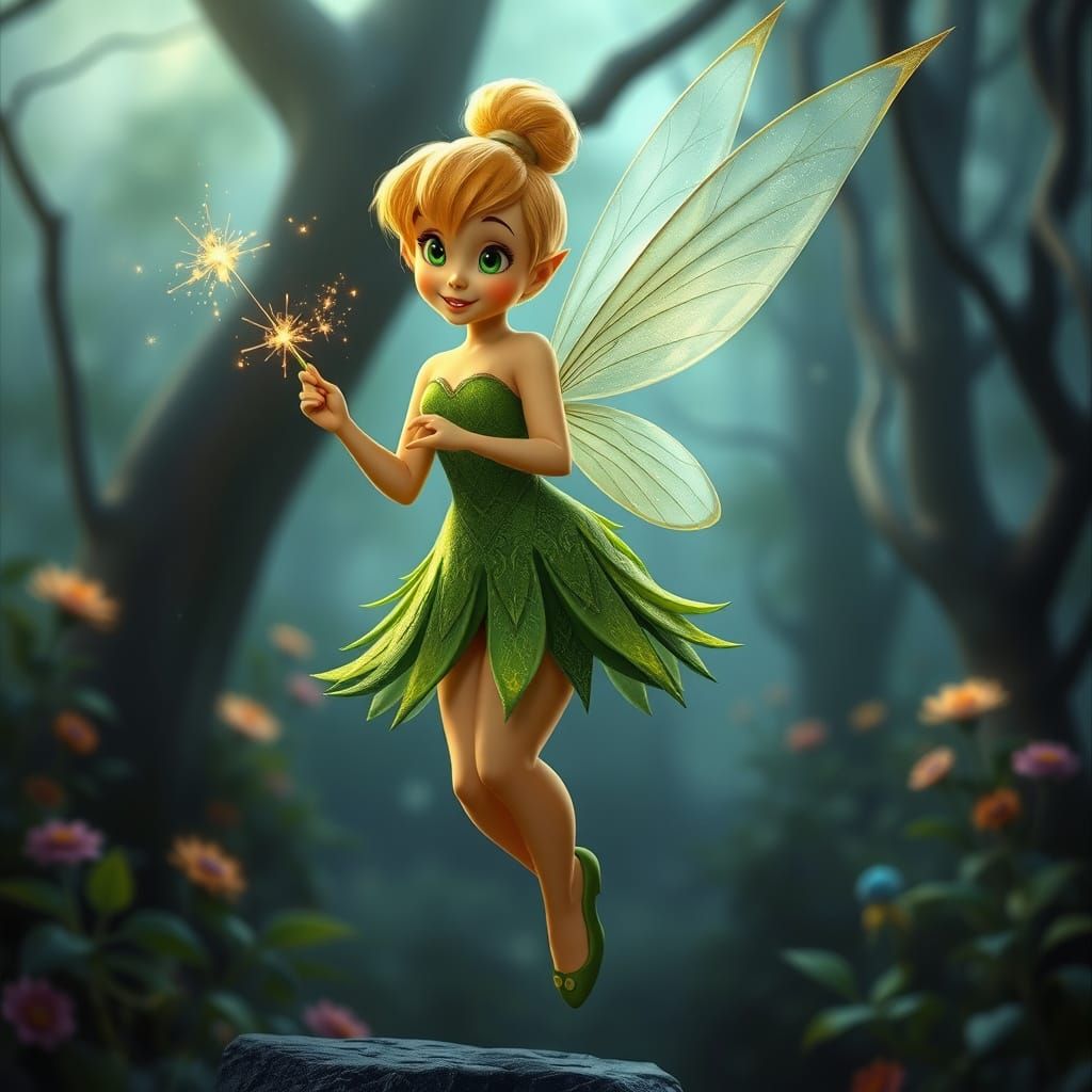 Tinkerbell in Whimsical Forest, Cinematic Style