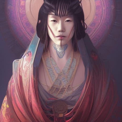 Detailed Portrait of Japanese God of Death