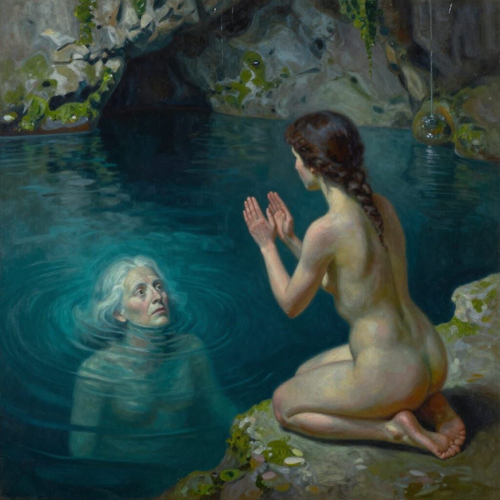 Ritual at Cenote Edge: Reflection of Another Face