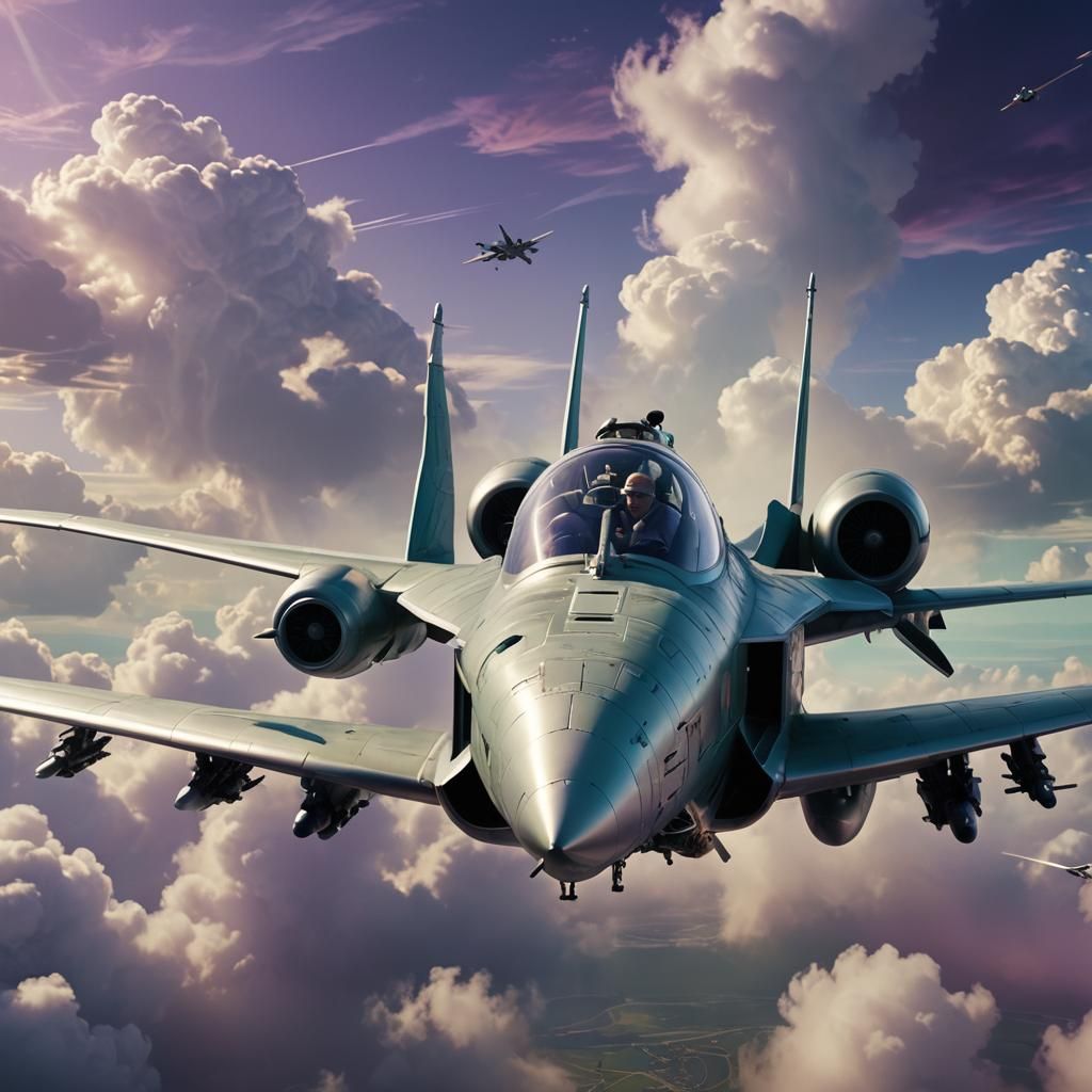 Pope Piloting Top Gun Aircraft in Cinematic Style