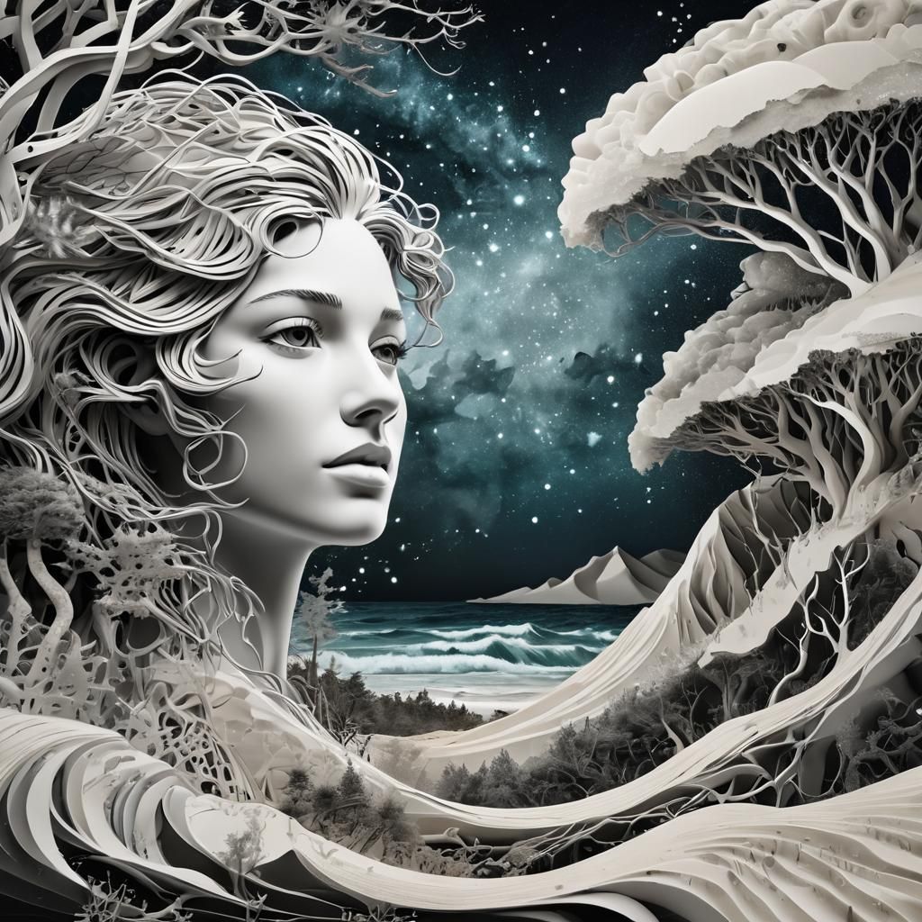 Stereometric Collage: Forest, Face, Wave, Constellations