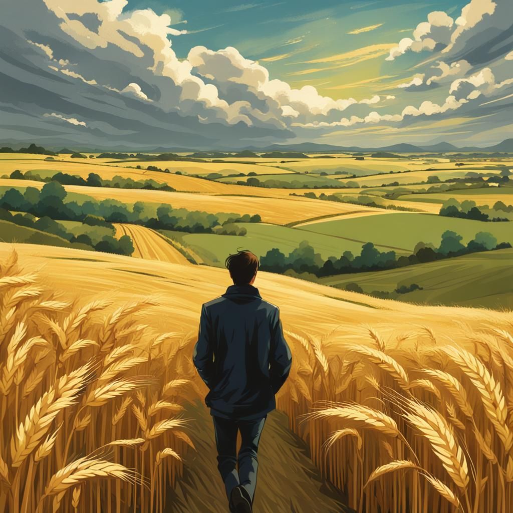 Golden Fields of Barley in Romantic Light