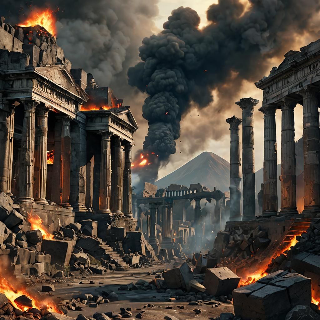 Mount Vesuvius Eruption Over Pompeii in Unreal Engine