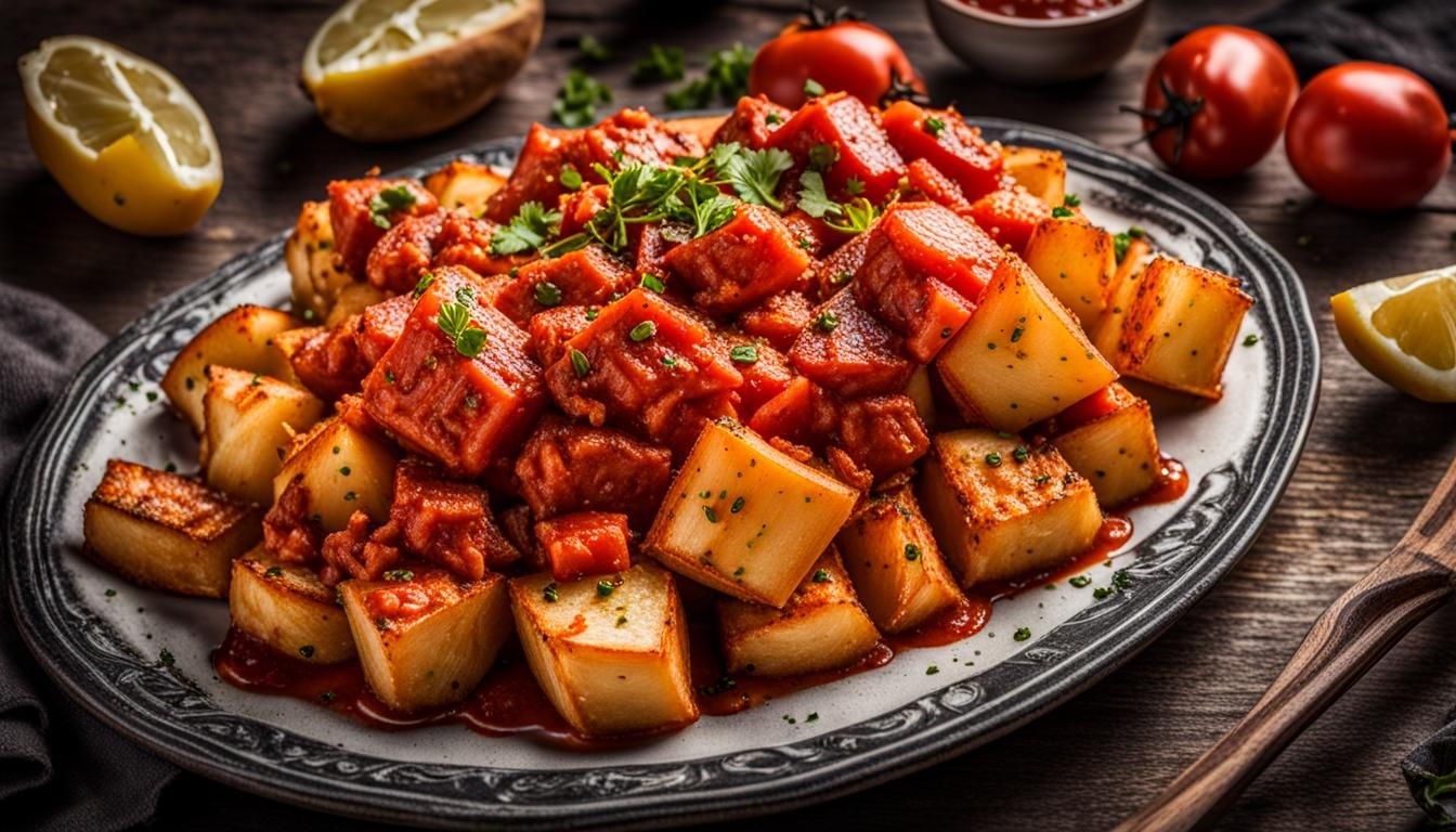 Hyperrealistic Patatas Bravas Dish in High Definition