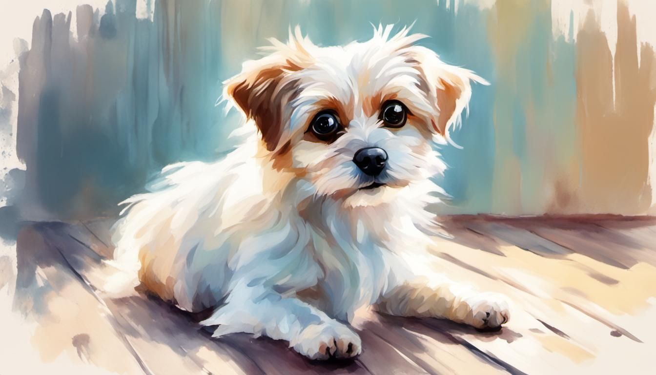 Watercolor Pet Portrait of Small Dog with Big Eyes