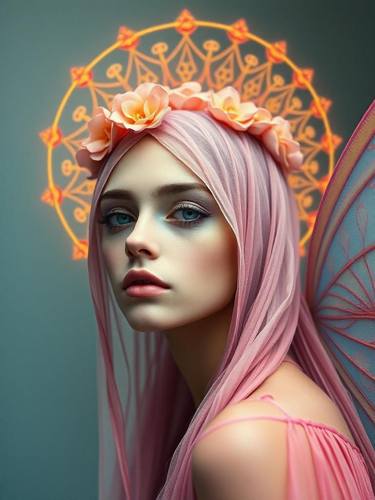 Ethereal Fairy Portrait in Pastel Colors