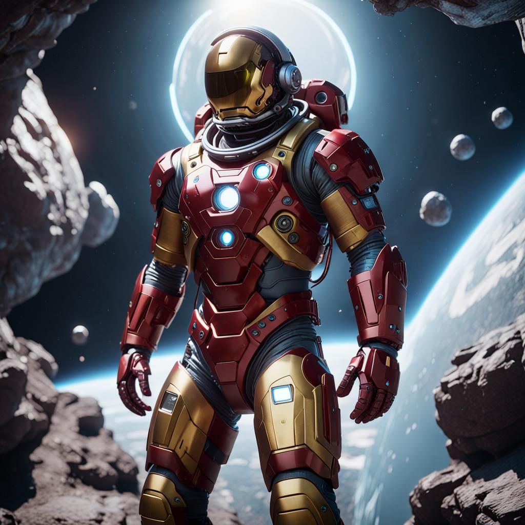 Iron Man Astronaut Armor in 3D Cinematic Style