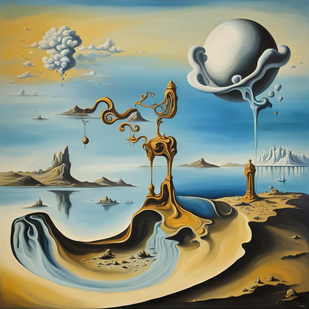 Surreal Melting Objects: Oil on Canvas