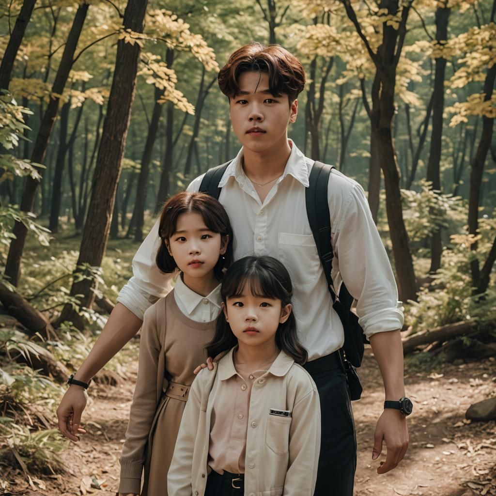 Jimin from BTS as Dad and IU as Mom, Real Photo, Photorealis...