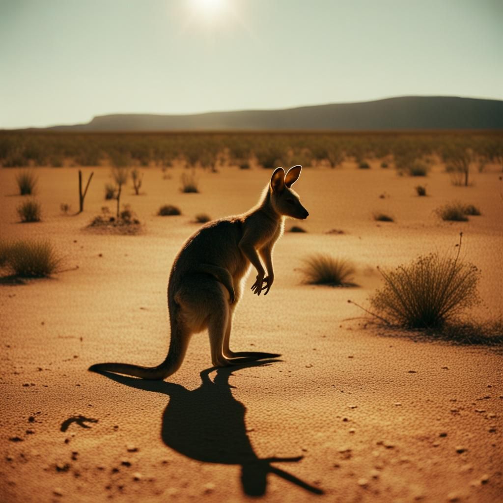 Epic Australian Outback Landscape with a Solo Wallaby