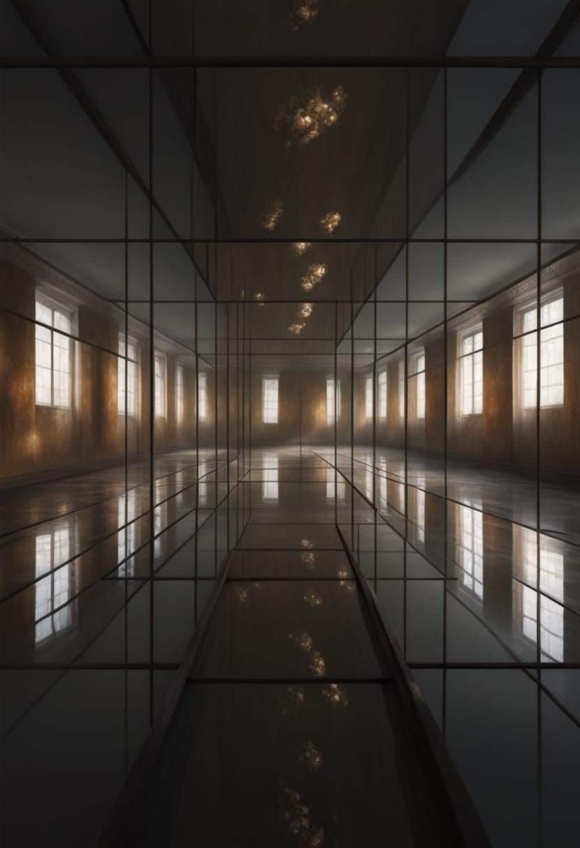 Endless Mirror Reflections with Glowing Light Rays